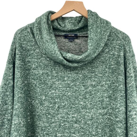 Anthropologie Maeve Fleece Sweater Cowl Neck Longline Tunic Teal Green Womens 2X - Picture 3 of 7
